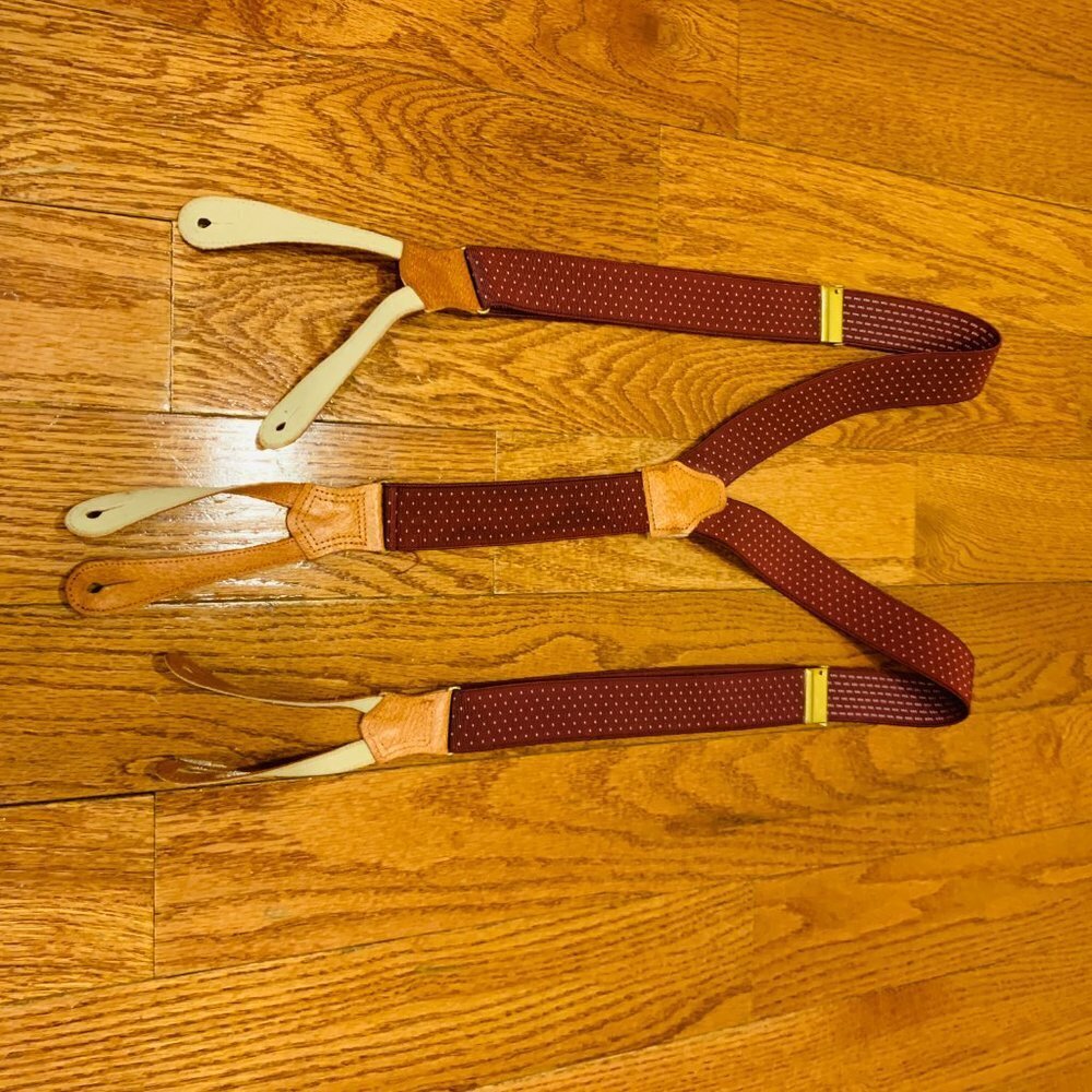 Polo Ralph Lauren Vintage Y-Back Leather & Brass Suspenders Braces - Picture 9 of 16